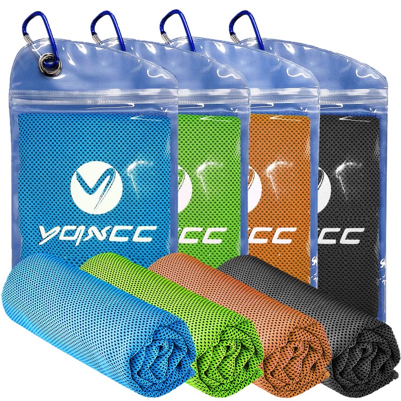 YQXCC Cooling Towels | 4 Pack 47"x12" | Ice Cool for Neck | Microfiber Soft Breathable Chilly | for Yoga, Sports, Golf, Gym, Camping, Running, Fitness, Workout & More Activities - Image 1